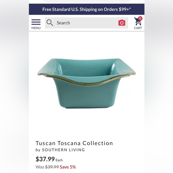 Southern Living at Home 2 Glass TUSCAN Everyday Baker 10" Turquoise Brown Bowl - Picture 14 of 14